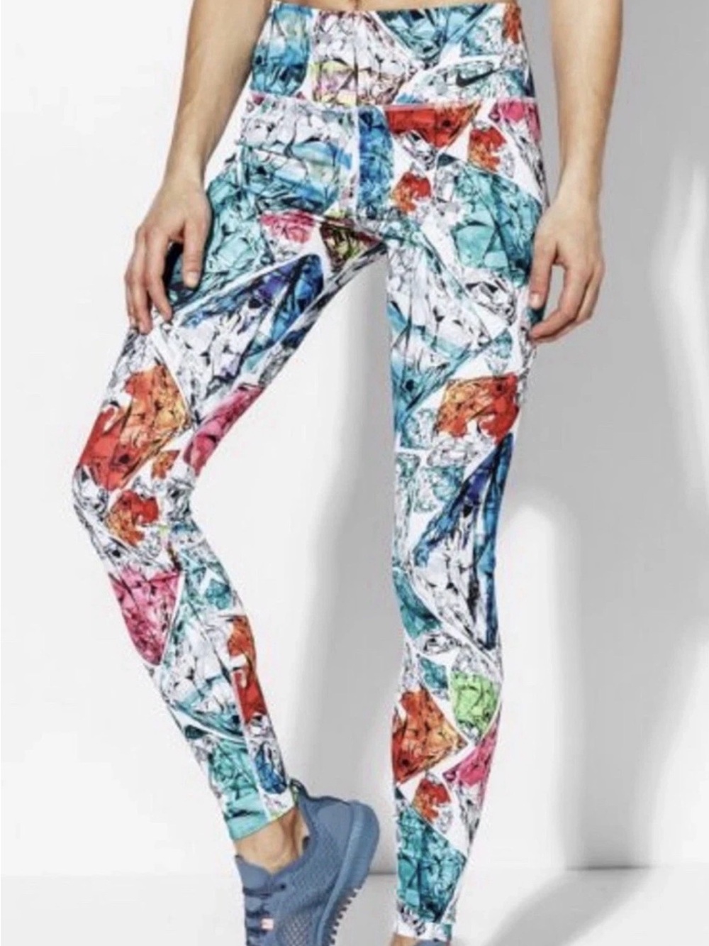 Nike Power Women's Printed Mid Rise Training Tights Multicolor Medium